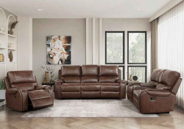 Homelegance® Newnan Brown Swivel Glider Manual Reclining Chair-1