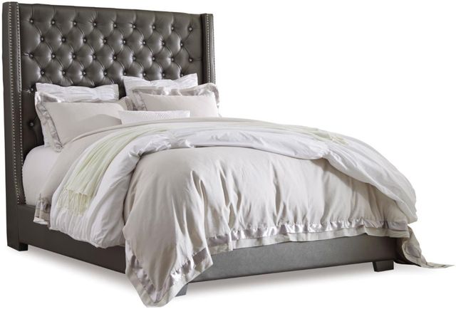 Signature Design by Ashley® Coralayne 5-Piece Gray California King Upholstered Sleigh Bed Set-1