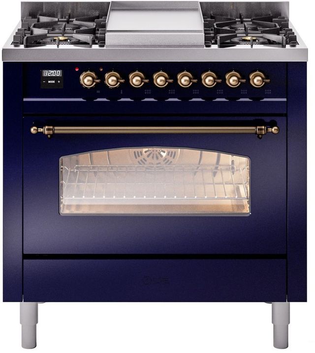Ilve® Nostalgie II Series 36" Midnight Blue Pro Style Dual Fuel Range-1