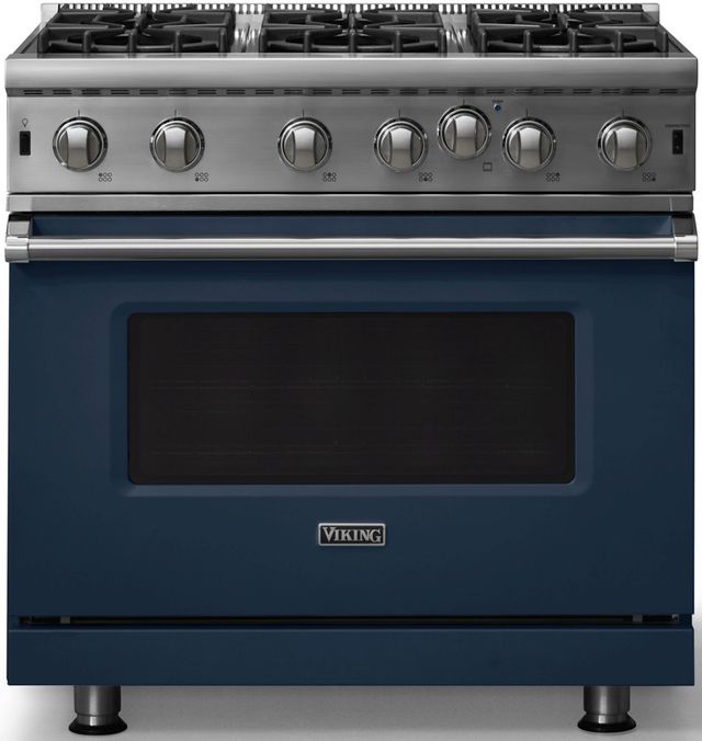 Viking® 5 Series 36" Slate Blue Pro Style Natural Gas Range-0