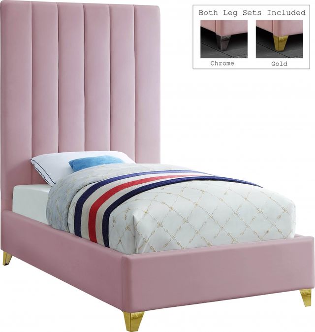 Meridian Furniture Via Pink Twin Bed-0