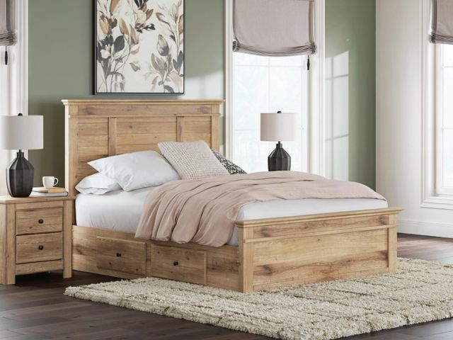 Signature Design by Ashley® Makidern Tan Queen Panel Bed with 2-Drawer Storage-1