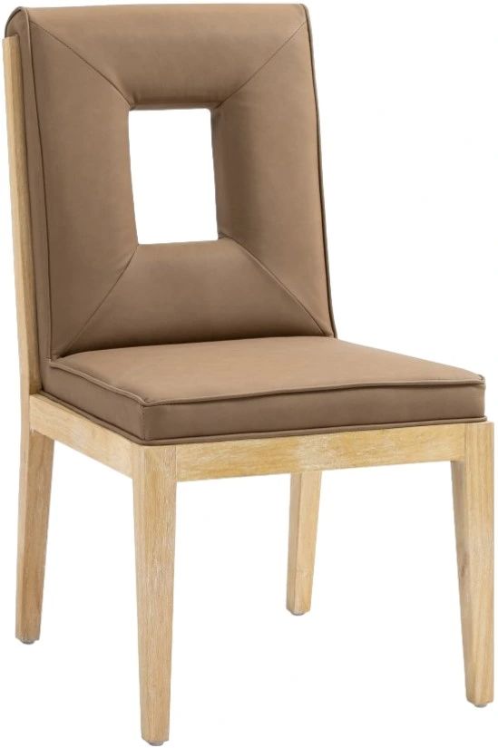Meridian Furniture Gwendolyn Brown/Natural Vegan Leather Dining Side Chair-0