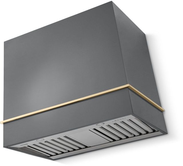La Cornue Cornufé Loge 36" Graphite Wall Mounted Range Hood with Polished Brass Trim-0