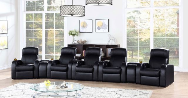 Coaster® Cyrus 7-Piece Black Manual Reclining Theater Seating-1