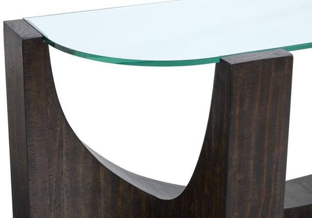 Magnussen Home® Beckham Glass Top Round Cocktail Table with Rustic Tavern Base-3