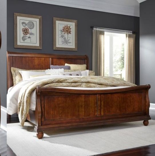 Liberty Furniture Rustic Traditions Rustic Cherry King Sleigh Bed-1