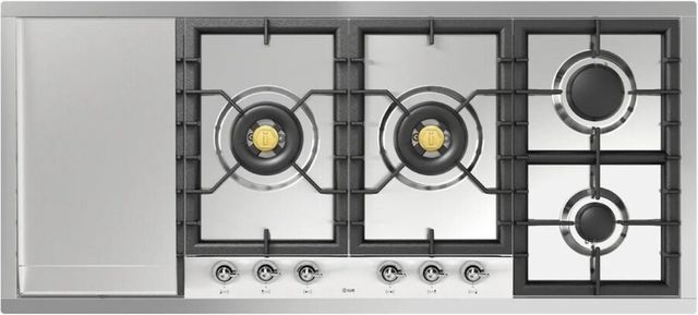 Ilve Nostalgie II 48” Stainless Steel Liquid Propane Cooktop with 6 Burners and Griddle-0