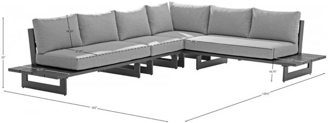 Meridian Furniture Maldives 4-Piece Black/Gray Aluminum/Fabric Outdoor Sectional-2