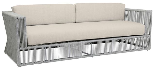 Sunset West Miami Silver Gray Aluminum/Olefin Rope Outdoor Sofa with Echo Ash Cushion-0
