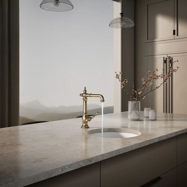 KOHLER® Artifacts® Vibrant French Gold Single-Handle Bar Sink Faucet-2