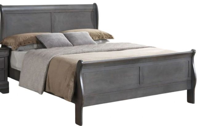 American Wholesale Furniture Louis Philippe 3-Piece Gray Queen Bedroom Set-2