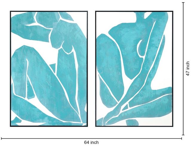 Classy Living 2-Piece Turquoise Matisse-Inspired Nudes Duo Wall Art Set-2