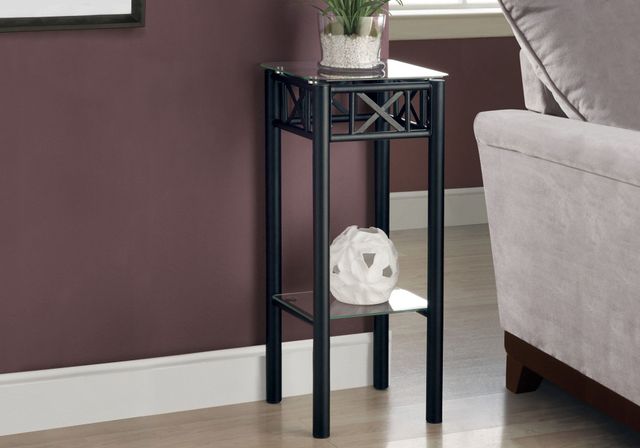Monarch Specialties Inc. Glass Top Accent Table with Black Metal Base-1