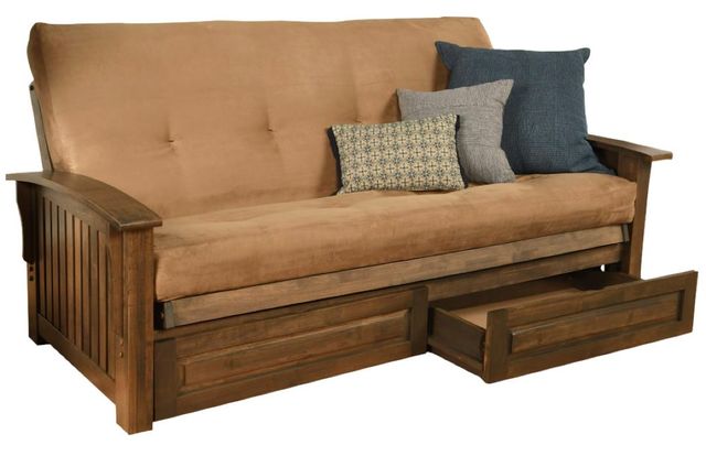 Kodiak Furniture Washington Suede Peat/Rustic Walnut Full Storage Futon with Mattress-0