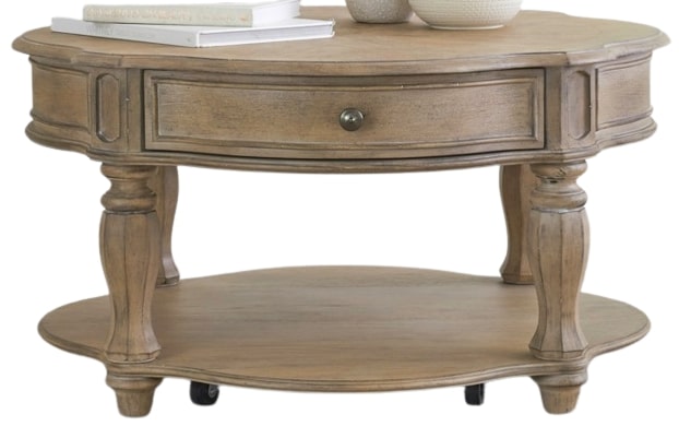 Liberty Furniture Magnolia Manor Weathered Bisque Round Cocktail Table Appliance Center of Toledo Toledo OH