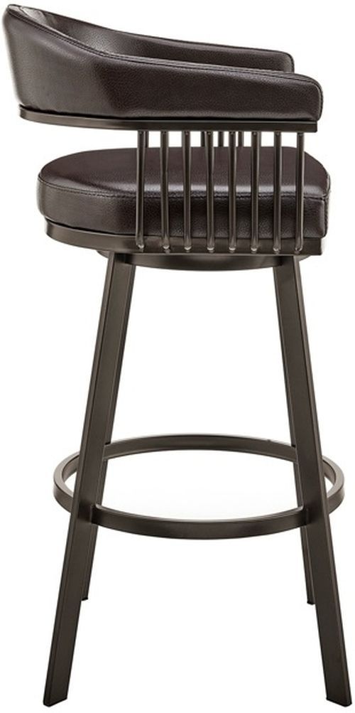 Armen Living Chelsea Chocolate/Java Brown Swivel Bar Stool-3