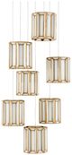 Currey & Company Daze Multi-Drop Antique Brass/Painted Silver/White Pendant Lighting-1