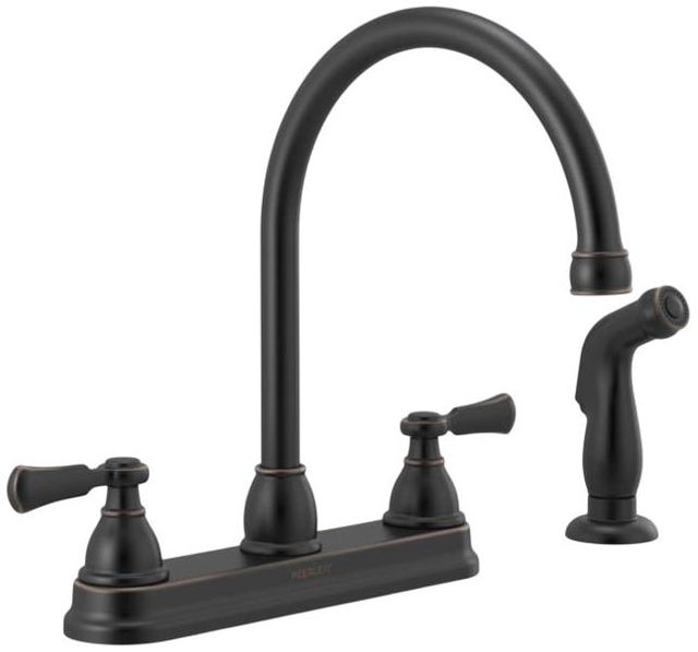 Peerless Elmhurst® Oil Rubbed Bronze 2-Handle Kitchen Faucet with Spray-0