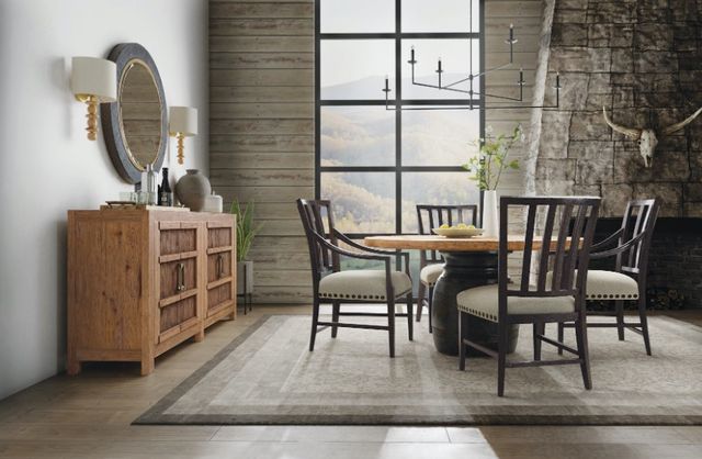 Hooker® Furniture Big Sky Vintage Natural Round Dining Table with Charred Timber Base-1