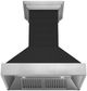 ZLINE 30" Rustic Shiplap Black Finish Wooden Wall Mounted Range Hood with Stainless Steel Accents-3