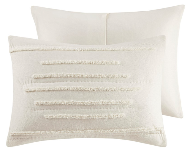 Olliix by Urban Habitat Mercer 3 Piece Ivory Full/Queen Cotton Chenille Coverlet Set-1