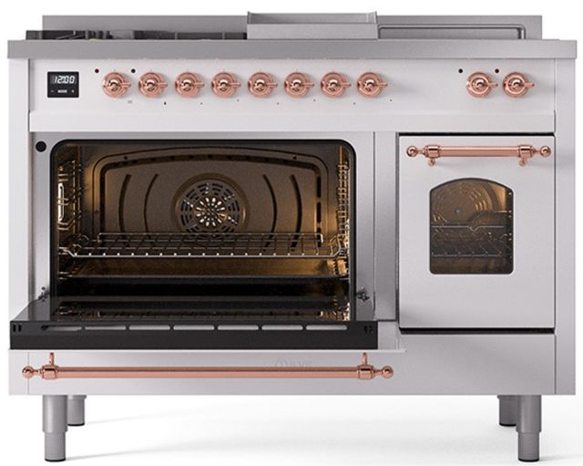 Ilve® Nostalgie II Series 48" White Pro Style Dual Fuel Range-2