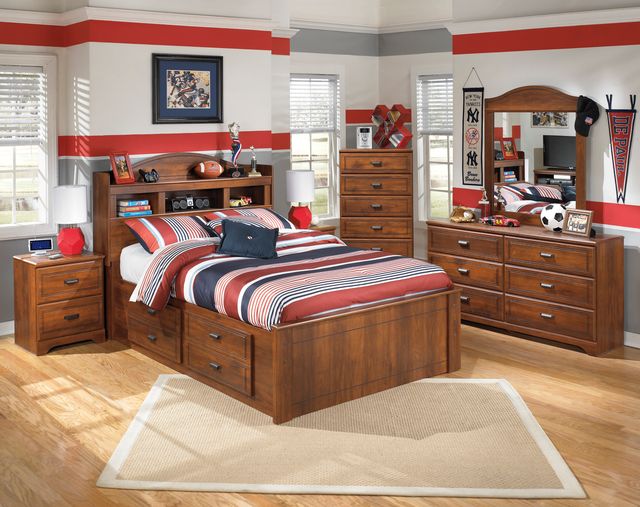 Signature Design by Ashley® Barchan 5-Piece Medium Brown Full Bookcase Storage Bed Set-4