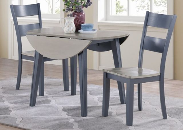 American Wholesale Furniture Gray Drop Leaf Dining Table with Graphite Base-3