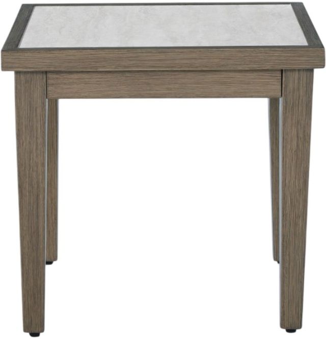 Signature Design by Ashley® Rainier Ranch Beige Aluminum Outdoor End Table with Brown Base-1