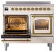 Ilve® Nostalgie II Noblesse 40'' Antique White Pro Style Induction Range with Brass Trim-3