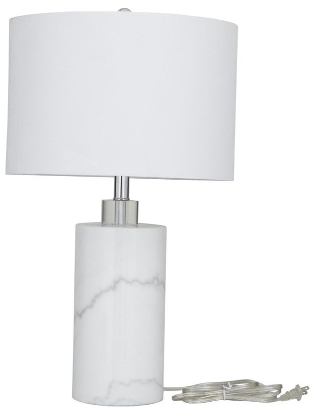 Deco Marche USelect White Marble Thick Stand Table Lamp with Drum Shade-1