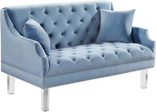 Meridian Furniture Roxy Sky Blue Velvet Loveseat-0