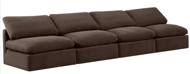 Meridian Furniture Indulge 4-Piece Brown Armless Velvet Sofa-0