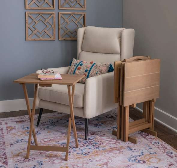 Linon Driftwood Acacia Tray Table Set-1