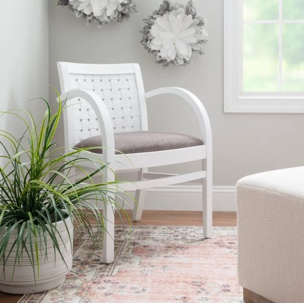 Linon Wendy Dark Gray/White Upholstered Arm Chair-1