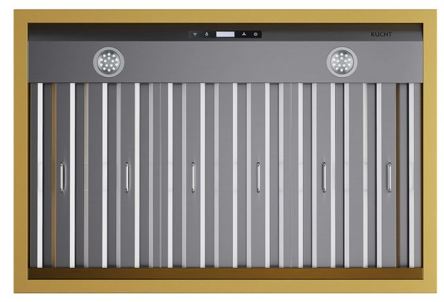Kucht Professional 36" Stainless Steel Wall Mounted Range Hood with Gold Accents-3