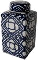 A & B Home Blue/White Valora Square Lidded Jar-0