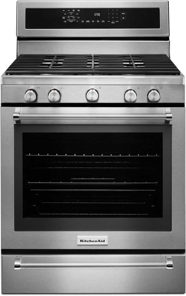 KitchenAid® 30" Free Standing Gas Range-Stainless Steel-0