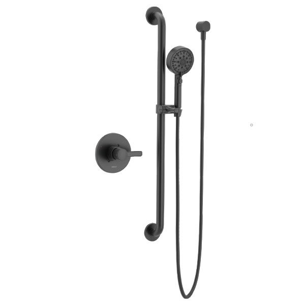 Peerless Precept® Matte Black Valve Only and Hand Shower-0