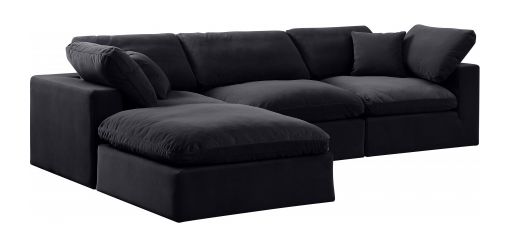 Meridian Furniture Comfy 119" 4-Piece Black Velvet Sofa Sectional-1