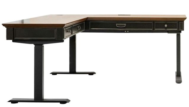 Martin Furniture Hartford Black/Brown L-Shape Electric Sit/Stand Desk-1