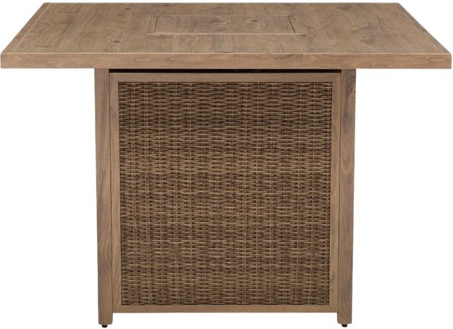Signature Design by Ashley® Walton Bridge Driftwood Resin/Wooden Outdoor Bar Table with Fire Pit-2