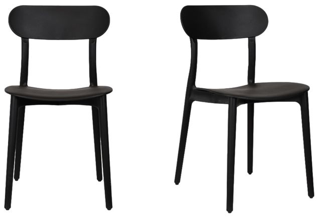 Moe's Home Collection Kent 2-Piece Black Polypropylene Outdoor Dining Chair Set-0
