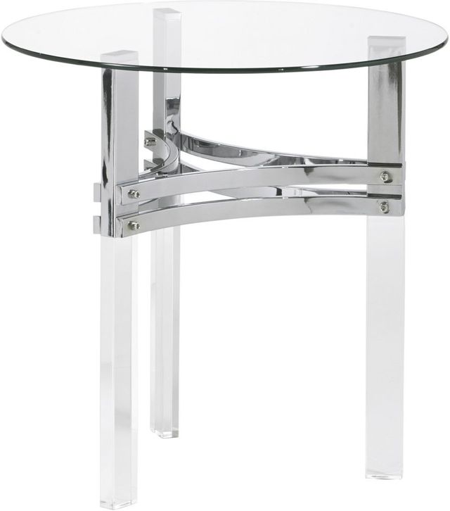 Signature Design by Ashley® Braddoni Glass Top Round End Table with Chrome and Acrylic Legs -1