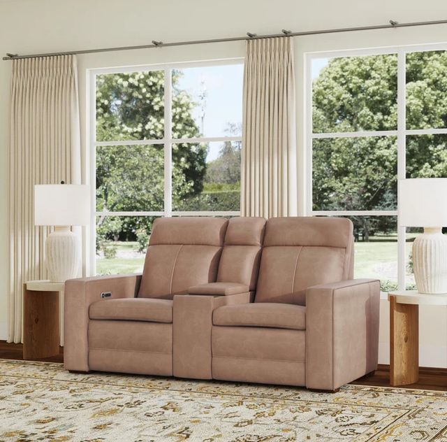 Flexsteel® Dutch Desert Tan Leather Power Reclining Loveseat with Console-1