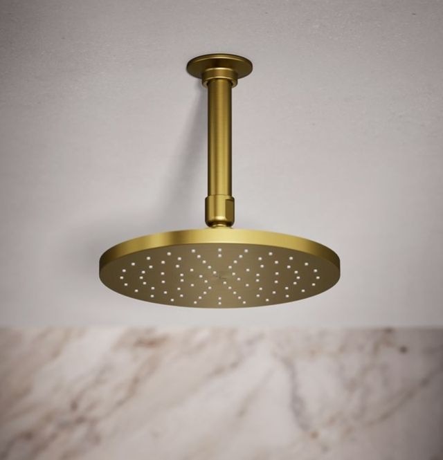 KOHLER® Contemporary Vibrant Brushed Moderne Brass 1.75 GPM Round 10" Single-Function Rainhead-1