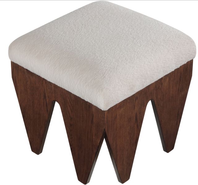 Meridian Furniture Altair Beige/Walnut Velour Fur Fabric Upholstered Bench-2
