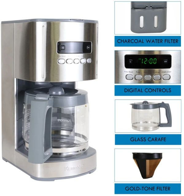 Kenmore® 12 Cup Stainless Steel Aroma Control Countertop Coffee Maker-3
