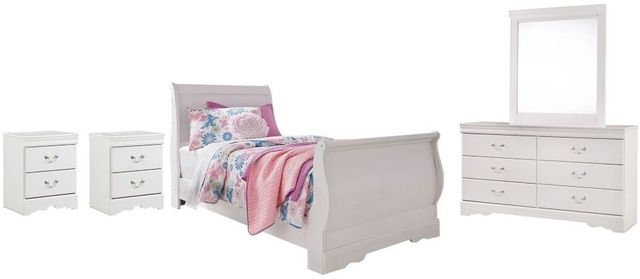 Signature Design by Ashley® Anarasia 4-Piece White Twin Sleigh Bed Set-0